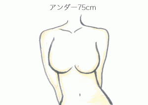 アンダーバスト75cmの女性とアンダーバスト86.25cmの女性を比べたイラスト